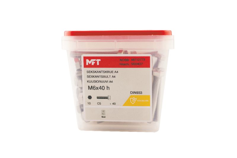 550407 Sekskantskrue A4-70 DIN933 (b)