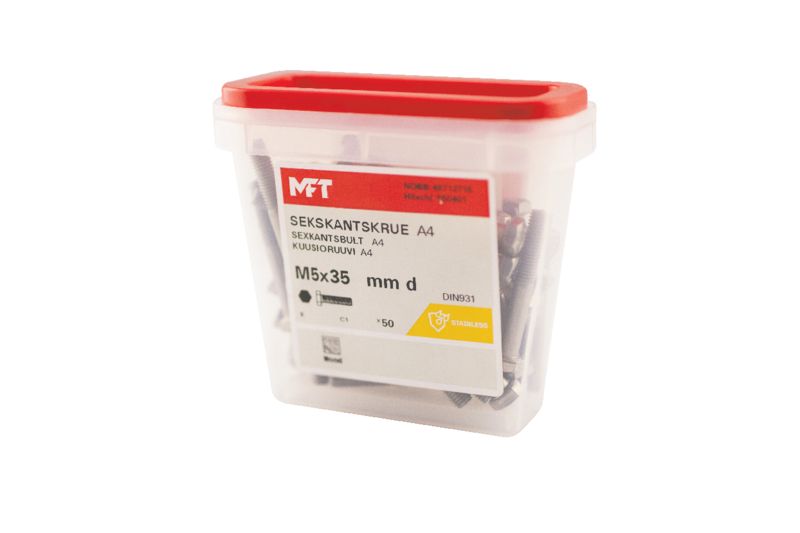 550401 Sekskantskrue A4-70 DIN931 (c)