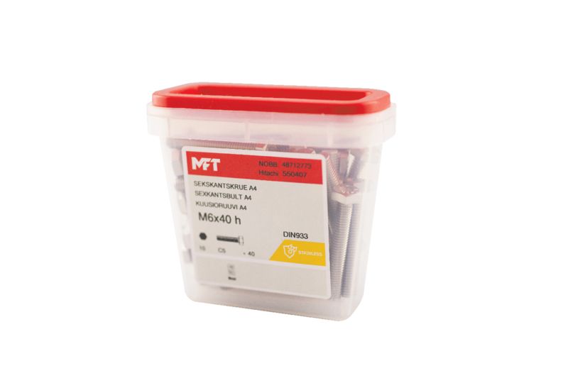 550407 Sekskantskrue A4-70 DIN933 (c)