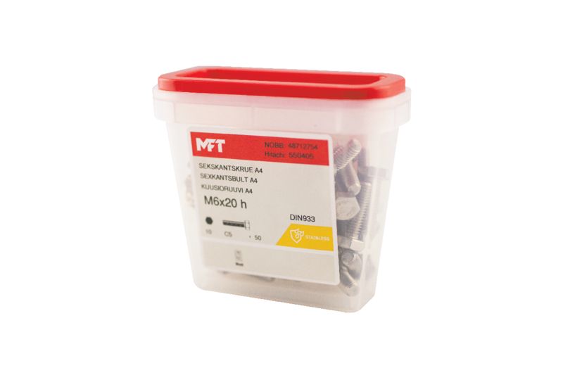 550405 Sekskantskrue A4-70 DIN933 (c)
