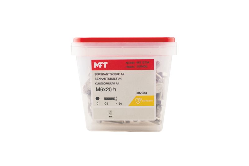 550405 Sekskantskrue A4-70 DIN933 (b)