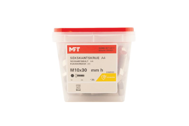 550421 Sekskantskrue A4 DIN933 (b) 550421 Sekskantskrue A4 DIN933 (b)