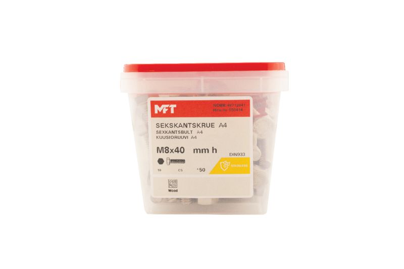 550414 Sekskantskrue A4 DIN933 (b) 550414 Sekskantskrue A4 DIN933 (b)