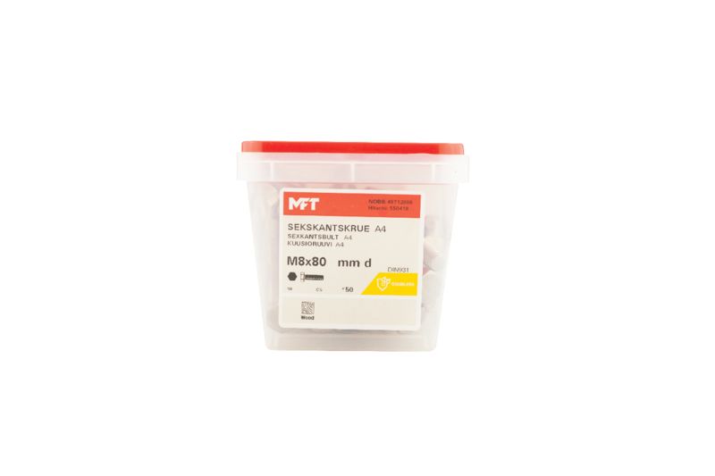 550418 Sekskantskrue A4 DIN931 (b) 550418 Sekskantskrue A4 DIN931 (b)